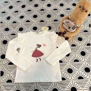 Darling Girl with Heart L/S Ruffled Top (NWT Sz. 9-10)